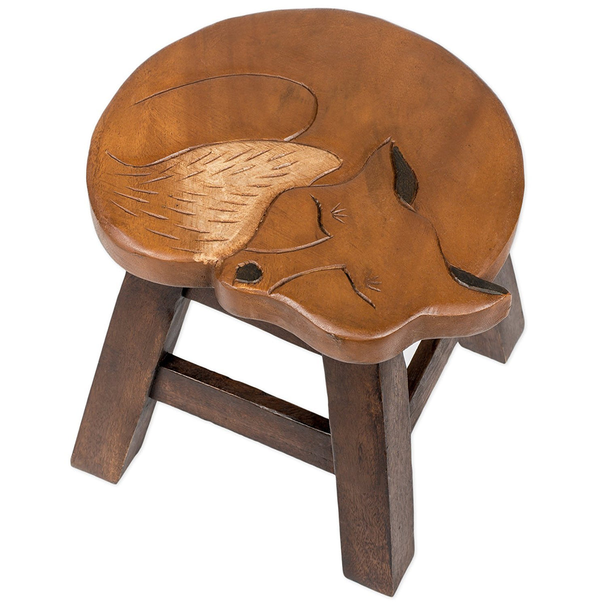 Sea Island Imports, Inc. Fox Hand-Carved Acacia Hardwood 11 inch Decorative Animal Foot Rest Step Stool Sea Island Imports, Inc.