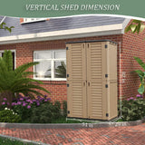 HOMSPARK Storage Shed Weather Resistance, Multi-Purpose Outdoor Storage Cabinet for Backyards and Patios, Horizontal Storage Shed for Lawnmower, Patio Accessories (COFFEE, Tall - 53 cu.ft) HOMSPARK