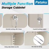 Pataku Metal Storage Cabinet, Garage Cabinet with Doors and Shelves 36" Hx32 Wx16 D, Steel Lockable File Cabinets for Office, Home, Garage, Basement, Industrial, Putty Pataku