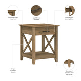 Bush Furniture Key West Small End Table with Storage | Modern Farmhouse Accent Shelf for Living Room in Reclaimed Pine Bush Business Furniture