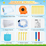 Whubefy Inflatable Water Slide for Kids, 14.5 x 13 FT Water Bounce House for Backyard, Inflatable Water Park for Kids, Waterslide PVC & Oxford Bounce House with Slide, 2 Water Gun & 520W Blower Whubefy