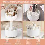 360° Rotate Makeup Brush Holder Organizer, Makeup Organizers Countertop, Makeup organization and Skincare Storage for Vanity, Desktop, Bathroom (White) fanado
