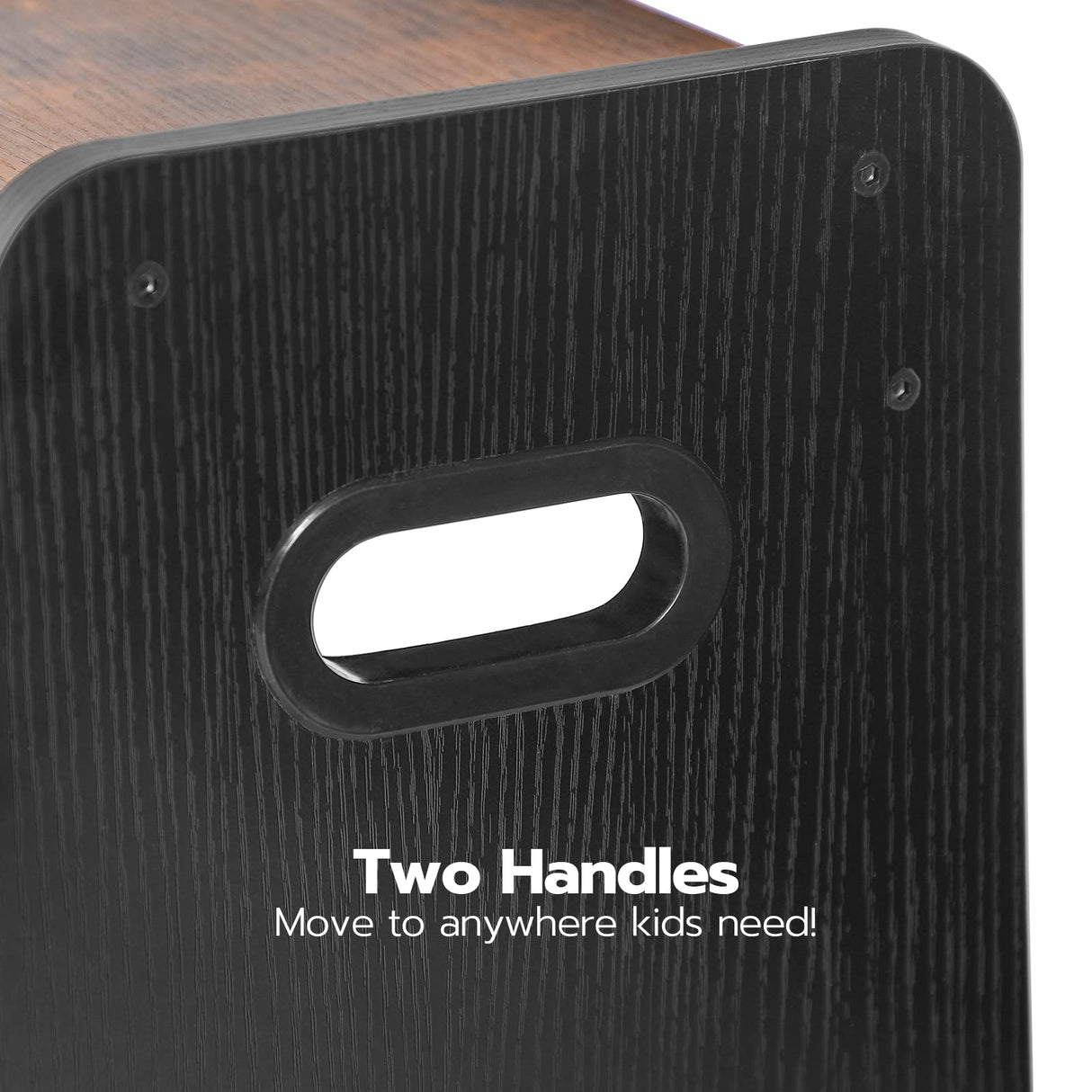 HOOBRO Step Stool for Kids, Two Step Toddler's Stool, Kids Potty Training Stool with Handles, Non-Slip Pads for Safety, Easy to Move, for Sink, Bathroom, Bedroom, Rustic Brown BF01JD01G1 HOOBRO