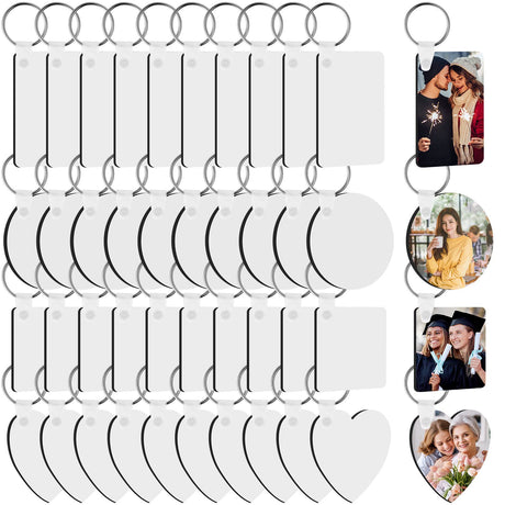 Bucherry 216 Pcs Double Sided Sublimation Keychain Heat Transfer DIY MDF Blank Keychains Blanks Bulk Sublimation Key Chains for Christmas Graduation Day Bucherry