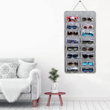 Casaphoria Sunglasses Organizer Storage, Hanging Dust Proof Wall Pocket Glasses Organizer - 16 Felt Slots Sunglass Organizer Holder with Metal Hook and Sturdy Rope, X-Large, Gray, Dust Proof Casaphoria