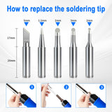 PNECK Soldering Iron Kit, 80W, LCD Display, Adjustable Temperature 356°F -932°F，Blue PNECK