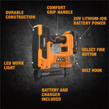 Freeman PE20VP23138 20 Volt Cordless 23-Gauge 1-3/8" Pin Nailer Kit with Lithium Ion Battery, Charger, Bag, and Nails (1000 Count) – 2000 Shots per Charge Freeman