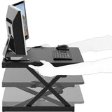 SHW 32-Inch Height Adjustable Standing Desk Converter Riser Workstation, Black SHW