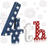 Simgoing 3 Pcs 4th of July Table Decoration Patriotic Wood Letter Memorial Day Wooden Sign Tiered Tray Decor Red White and Blue Decorations for Independence Day Farmhouse Table Home Tabletop Bookshelf Simgoing