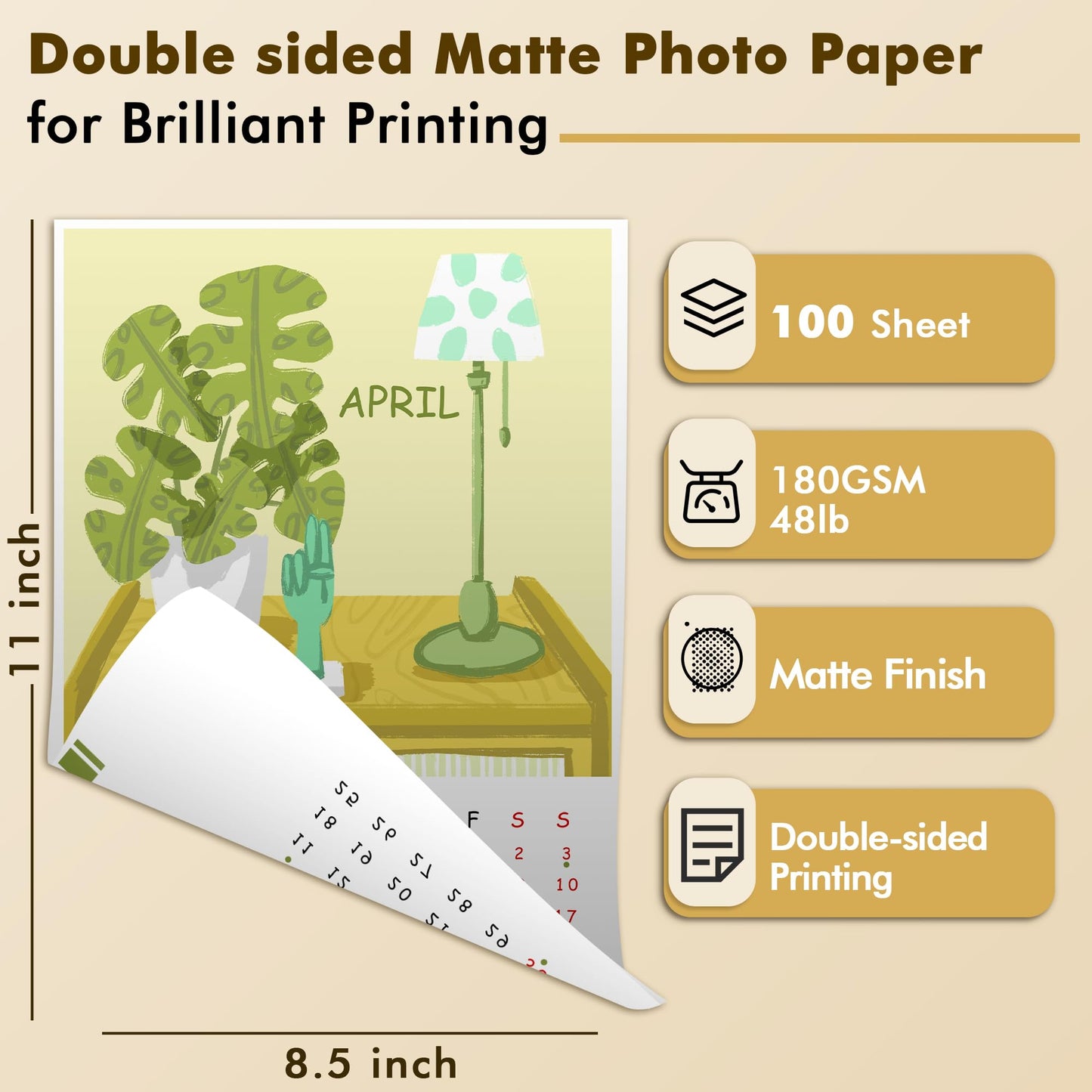 Koala Photo Paper Double-side Matte 8.5X11 Inches Compatible with Inkjet Printer 48LB Presentation Paper 100 Sheets