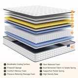 Vesgantti Twin Mattress, 10 Inch Hybrid Twin Size Mattress in a Box, Single Bed Pillow Top Mattress, Gel Memory Foam and Pocket Coils Innerspring Mattresses, Pressure Relief, Medium Firm Feel Vesgantti