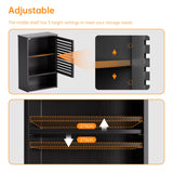 HITNET Bathroom Storage Cabinet Wall Mounted, Hanging Medicine Cabinet with Adjustable Shelf, Over The Toilet Space Saver Organizer, Black Bamboo Kitchen Cupboard, Single Door HITNET