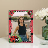 5D Diamond Art Painting Kits with Stand, Diamond Art Photo Frames for Desktop, Special Shape Crystal Rhinestones Kits for Living Room Office Table Decor (Ladybug Red) antor