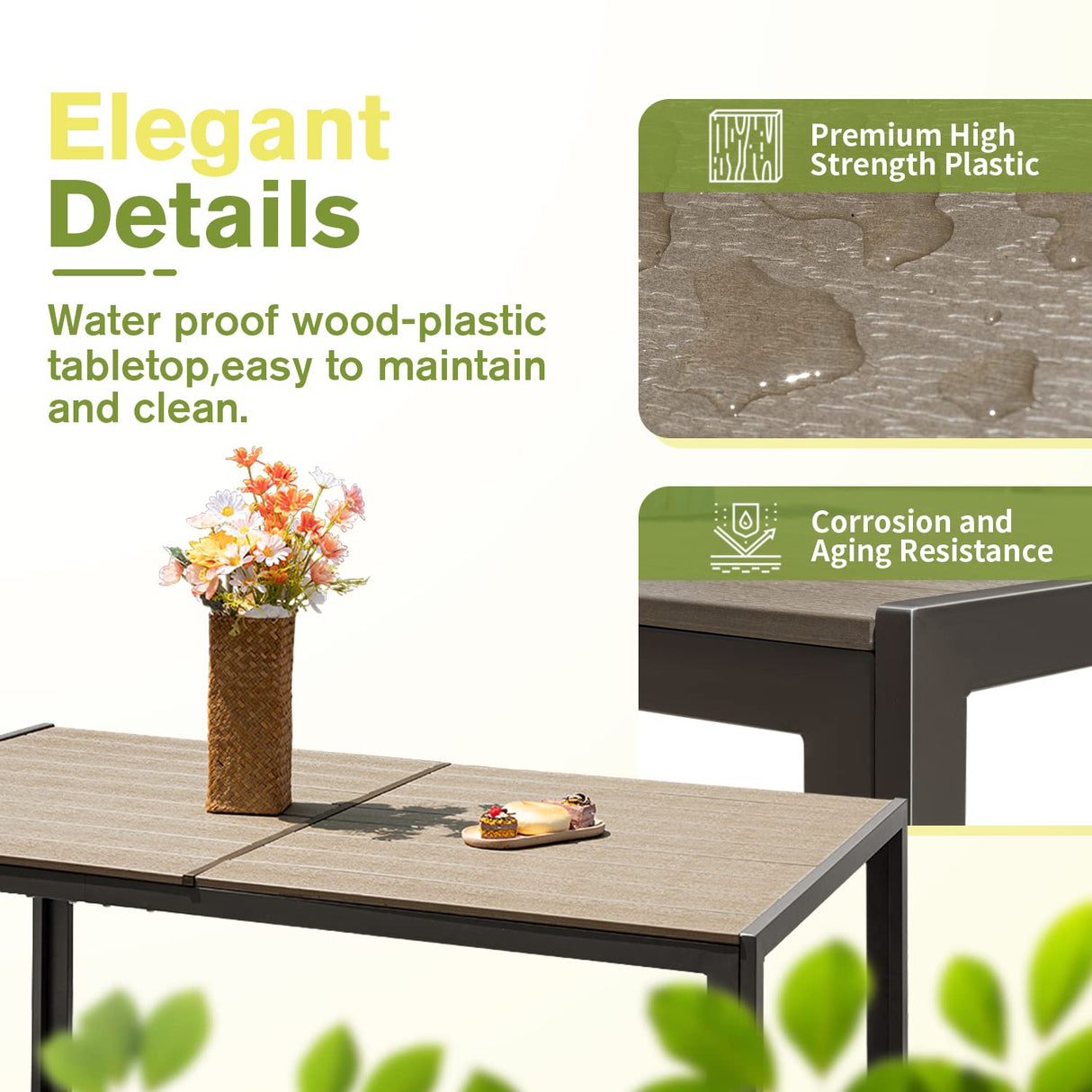 Homall 7 Pieces Patio Dining Set Outdoor Furniture with 6 Stackable Textilene Chairs and Large Table for Yard, Garden, Porch and Poolside, Beige Homall