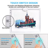 A3 Rechargeable Light Pad with Case, TOHETO 2500mAh Battery Powered Light Board with Stand and Top Magnetic Clip 3 Colors Stepless Dimmable 6 Levels Brightness Light Box for Diamond Painting (White) TOHETO