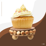 2 Pcs Wooden Risers for Displays Round Wood Riser Distressed Wood Risers Farmhouse Pedestal Display Stand Rustic Pedestal Stand Decor Beaded Display Risers for Tiered Trays Home (Brown, 3.94 Inch) Yookeer