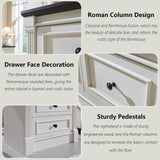 Aitjunz Farmhouse 5 Drawers Dresser for Bedroom, 46" Tall Dressers & Chests of Drawers w/Roman Column, Large Storage Dressers Organizer for Bedroom, Hallway, Living Room, White Aitjunz
