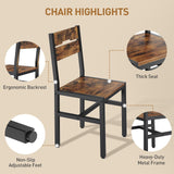 RALGEND 7-Piece Dining Table Set for 4-6, 63" Extendable Kitchen Table and 6 Chairs, Rectangle Dining Room Table Set for 6 with Wine Rack for Small Saving Space, Rustic Brown and Black RALGEND