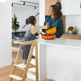 Foldable Toddler Tower 95% Preassembled Kitchen Stool Helper Folding Step Stool for Kids Montessori Toddler Standing Tower with 3 Adjustable Height Helper Tower for Kitchen Counter Sink Natural SHWWQUE