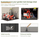 Patiowell 8 x 6 FT Plastic Outdoor Storage Shed with Floor, Resin Shed with Window and Lockable Door for Garden, Backyard, Tool Storage Use, Easy to Install in Beige (Kick-it Shed) Patiowell