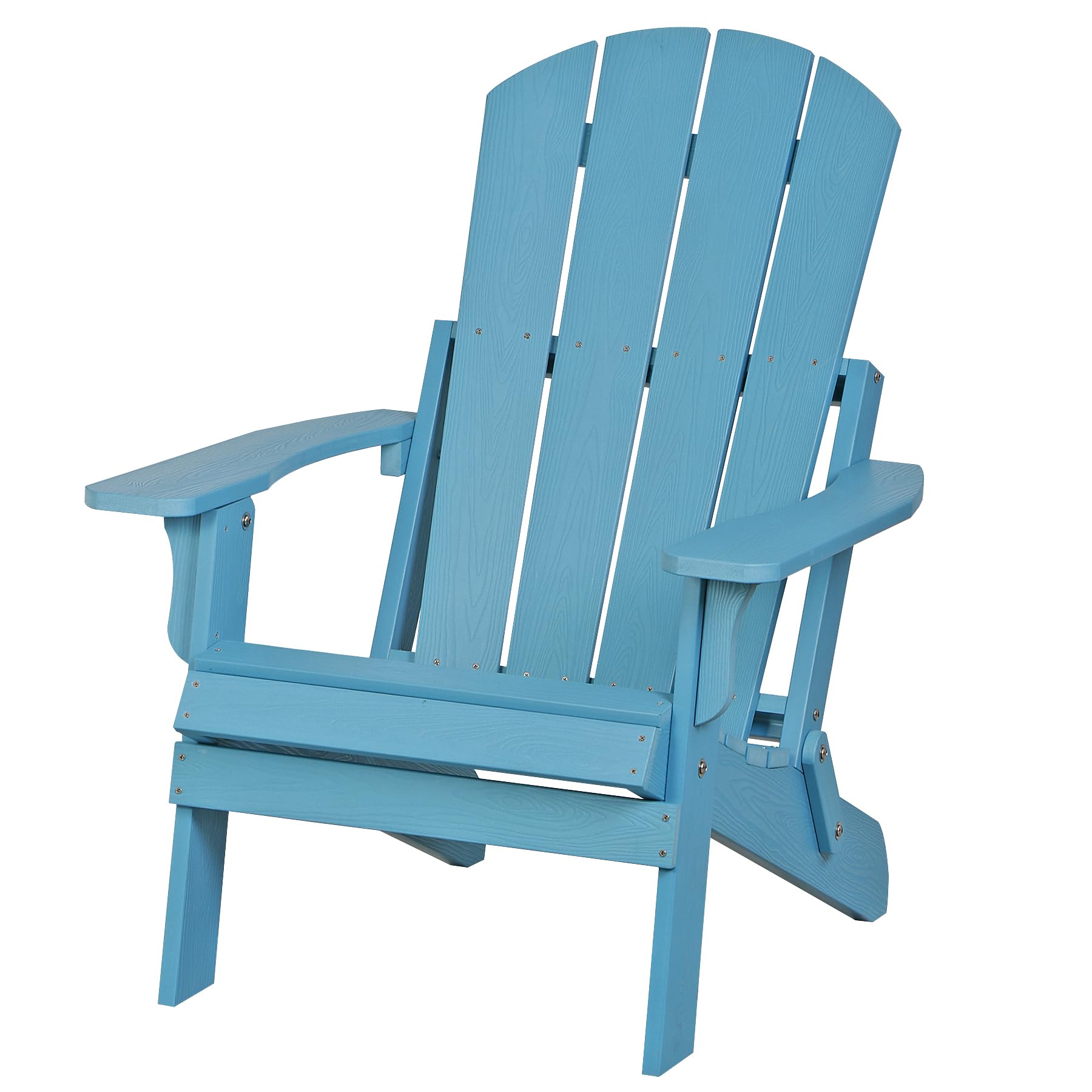 SUPER DEAL Folding Adirondack Chair Plastic Weather Resistant Patio Chairs Outdoor Accent Furniture Fire Pit Lounge Chairs for Yard, Garden, Patio 380lb Weight Capacity - Blue - WoodArtSupply