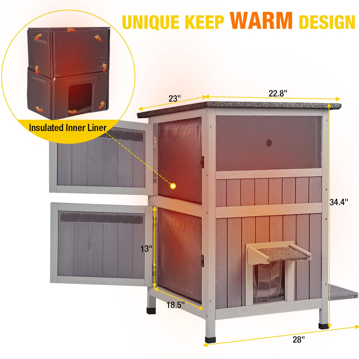 Aivituvin Outdoor Cat House Insulated for Winter, Heated Cat Shelter Kitty House Feral Cat Shelter with 100% Insulation Liner Aivituvin