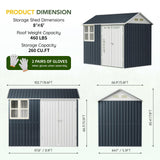 Breezz 6X8FT Outdoor Steel Storage Shed with Clear Window, Lockable Doors, Weather-Resistant Metal Tool Shed for Garden, Backyard, Patio, and Utility Storage.Nightblue BreezZ