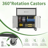 OPTYMIRA Metal Garage Cabinets and Storage System, 9-Pcs Workshop Tool Cabinet Set in Gray, Included 3 Pcs Wall Cabinets 6 Pcs Garage Tool Cabinets with Wheels,Assembly Required OPTYMIRA