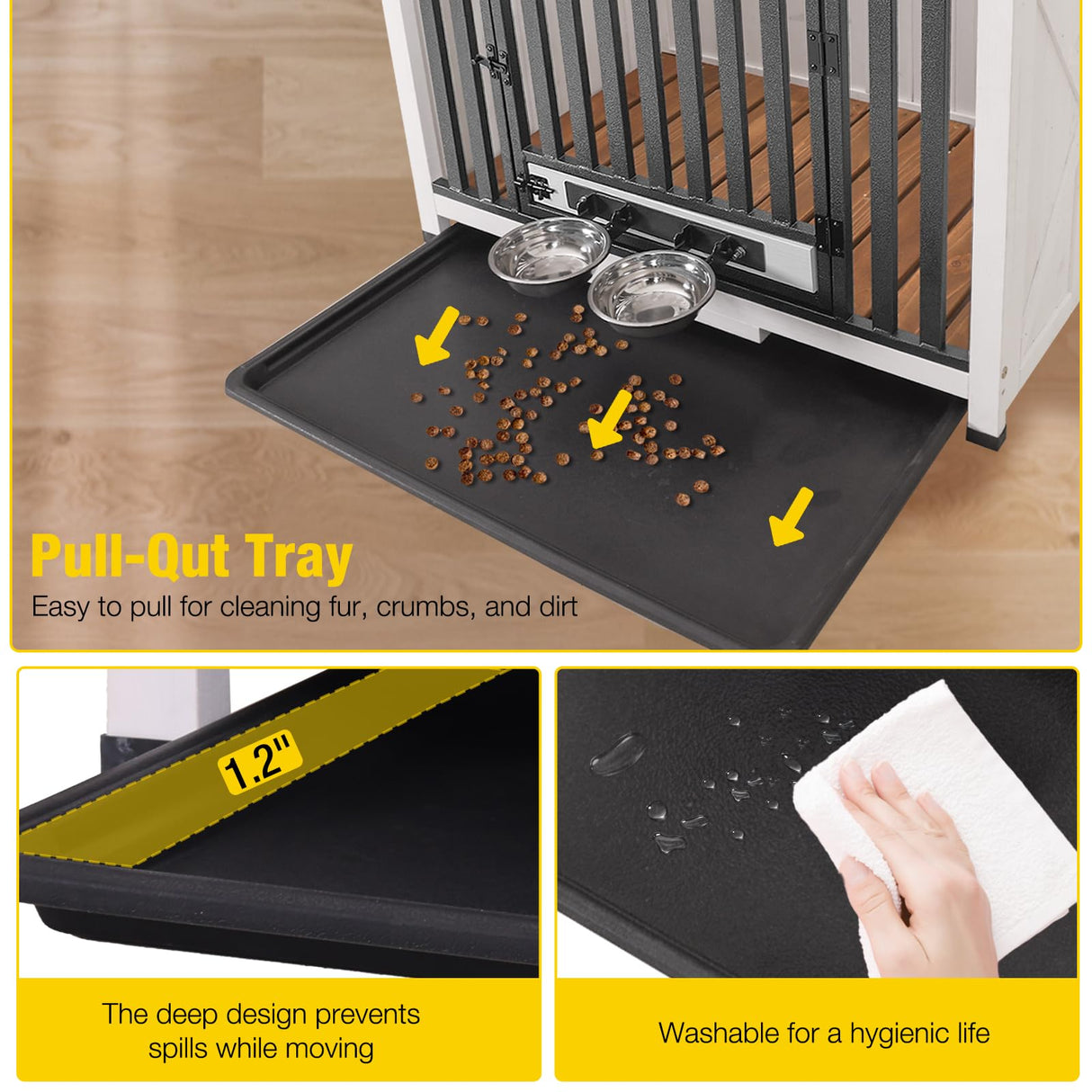 Aivituvin Dog Crate Furniture for Small & Medium Dogs Portable Heavy Duty Dog Kennel End Table, Dog House with Solid Wood Opening Roof Aivituvin