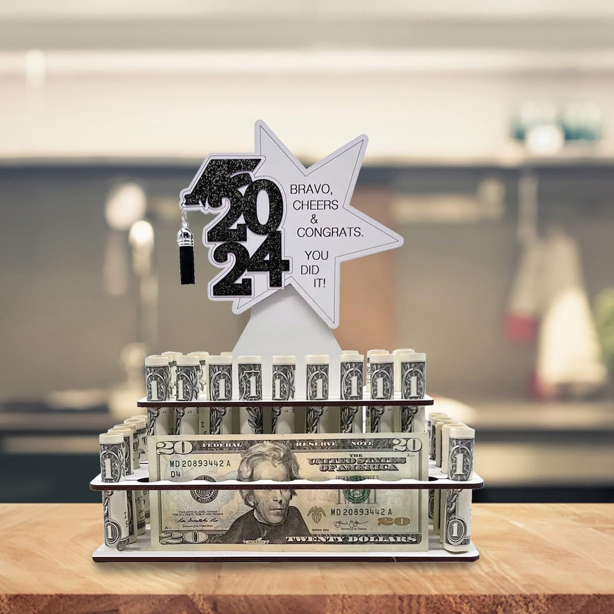 Graduation Money Holder, 2024 High School Graduation Gift Money Holder Congratulation Card Holder Money Cake for Graduation Party Graduation Gift Cake Layered Wallet Ornament-Black Generic