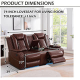 SIENWIEY Power Recliner Sofa Set with LED Lights, Leather Reclining Sofa Set for Living Room, Leather Couch Set with USB Charging，Burgundy，Sofa+Loveseat+Chair 3 Pieces SIENWIEY