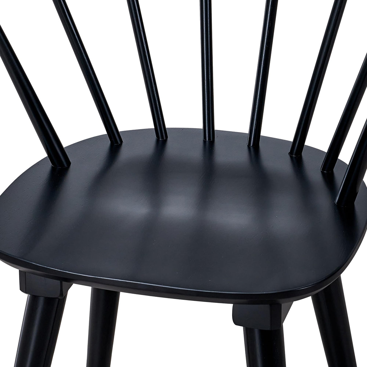 DUHOME Wooden Black Dining Chairs Set of 4, Windsor Dining Room Chairs with Arms Farmhouse Spindle Back Wood Kitchen Chairs with Curve Back, Mid Century Modern Style DUHOME