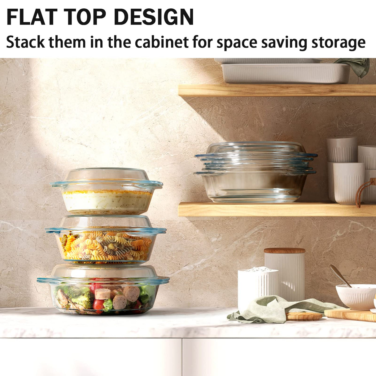 NUTRIUPS Round Glass Casserole Dish Set, Glass Casseroles Cookware with Glass Lid, Glass Casserole Dish With Lid(Set of 3-1L+1.4L+1.7L) NUTRIUPS