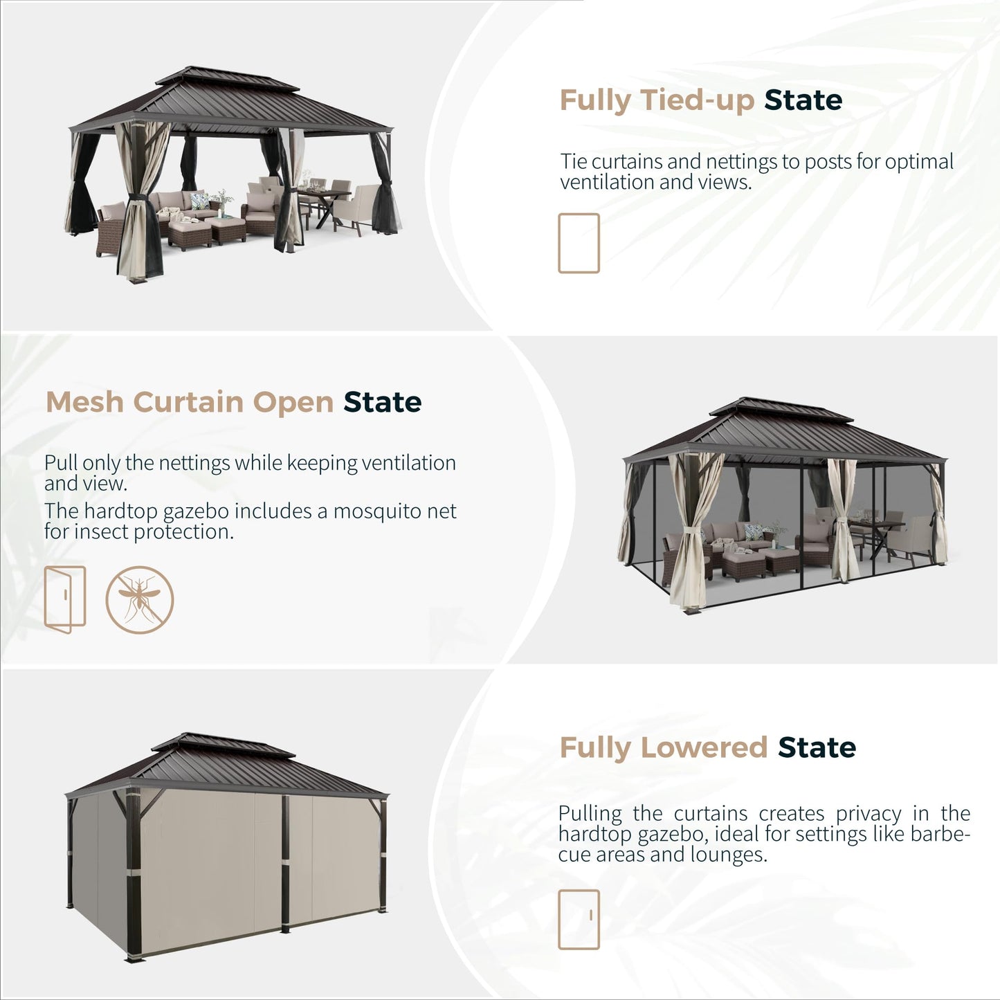 SUNSHINE VALLEY 12'x18' Hardtop Gazebo, Outdoor Aluminum Frame Gazebo with Galvanized Steel Double Roof, Patio Gazebo with Netting and Curtains for Deck, Backyard, Garden - WoodArtSupply