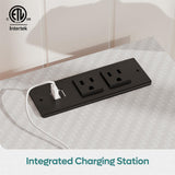 Bestier LED TV Stand with Power Outlets for 55/60/65 Inch TV, Gaming Entertainment Center with Cabinet for PS5, Modern TV Cabinet with Adjustable Glass Shelves for Bedroom 58 Inch Carbon Fiber White Bestier