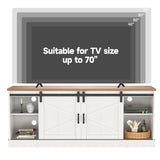 Kurapika Farmhouse TV Stand and Entertainment Center for TV Up to 75 Inch, with Adjustable Shelf and Sliding Barn Doors, Media Furniture with Storage Cabinet and Console Table, 67 Inch, White Kurapika