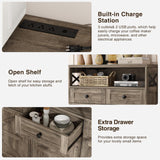 31.5" Rustic Grey Farmhouse Storage Cabinet with Barn Doors and Drawers, Sideboard Buffet Cabinet with Storage, Kitchen Pantry Hutch Cabinet, Coffee Bar Station Table for Kitchen, Livingroom, Bathroom FiveWillowise