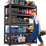 PKDYEZ 72''H/47''W Garage Shelving 5-Tier Adjustable Metal Garage Shelves Heavy Duty Unit,3000 LBS Steel Shelf Storage Rack Suitable for Industries,Warehouses,Basement,Black (72''H x 47''W x 20''D) PKDYEZ