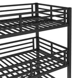Metal Triple Bunk Bed with Slide, Twin XL Over Twin XL Over TwinXL Bunkbeds with Ladder, Heavy Duty 3 Bunk Bed Frame with Safety Guardrails for 3 Teen/Adults, Easy Assembly, Black Bellemave