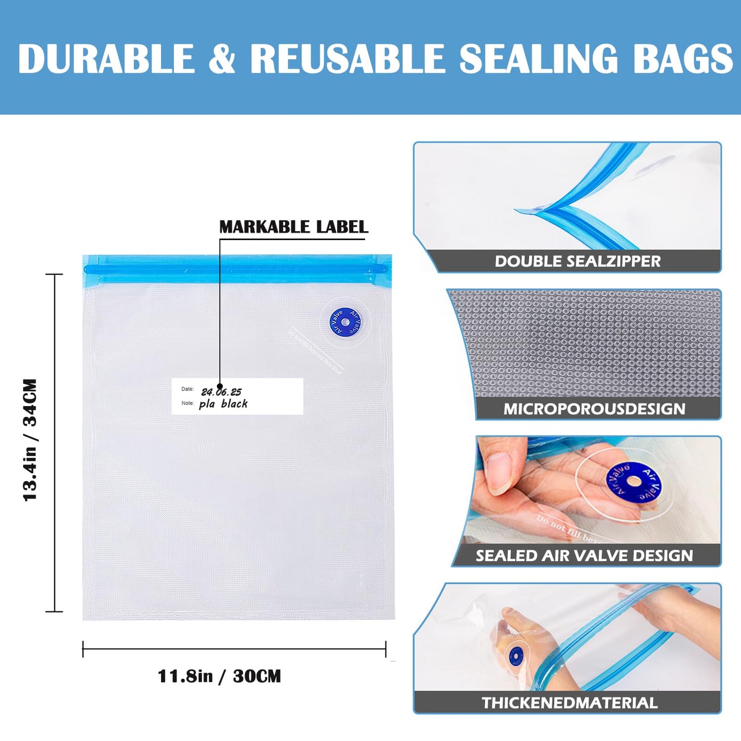 3D Printer Filament Vacuum Storage Bags Kit, TIOPY 10 Thicken Spool Storage Sealing Bags with 10 Desiccant and 2 Seal Clip, 11.8x13.4 in, Keep Filament Dry, For PLA/PETG/TPU/ABS 1.75 mm, No p - WoodArtSupply