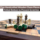 Sterling Games Wooden Chess Table | Chess, Checkers and Backgammon 3 in 1 Combo Game Table Furniture Set, 25" x 25", 4" King STERLING