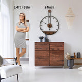 Micasso 24 * 32 in Solid Wood Large Wall Clock, Modern Simple Wall Decor Metal Frame Silent Non Ticking Clock for Living Room Decor, Kitchen, Bedroom. Micasso