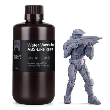 ELEGOO Water Washable ABS-Like 3D Printer Resin, High Durability and Toughness, Low Odor, Wide Compatibility for Mars Saturn Jupiter MSLA DLP LCD 3D Printing, Ceramic Grey 1000g ELEGOO