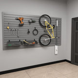 Duzzy Slatwall Panel, 4' H x 8' W PVC Slat Wall Paneling for Garage Wall Storage Organizer with Slatwall Hooks and Hangers (Grey) Duzzy