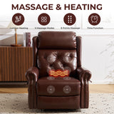 Rhevoy Power Lift Recliner Chair for Elderly with Adjustable Headrest,Electric Lift Chair with Massage and Heat, Lay Flat Recliner for Big and Tall,Brown Rhevoy