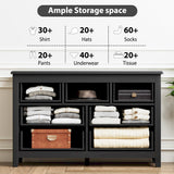 HOUROM Black Dresser for Bedroom, Modern Style 7 Drawer Double Dresser with Vintage Gold Antique Handles, Dresser and Chest of Drawers, Hallway 7 Drawer Dresser, Antique Black HOUROM