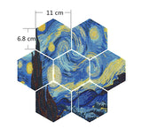 Diamond Art Coasters Van Gogh Starry Night, 7 PCS Diamond Art Hexagonal Coasters with Holder, Small Diamond Painting Kits for Adults Beginners NUFTVI