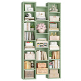 FOTOSOK 71’’ Tall Bookshelf, Triple Wide Bookshelf with Adjustable Shelves, 8 Tier Media CD DVD Storage Tower Rack, Diaplay Cabinet Shelf, Cube Storage Organizer Shelf for Home Office, Green FOTOSOK