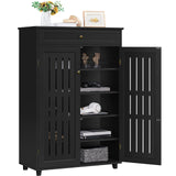 Yaheetech Storage Cabinet Floor Storage Organizer Wooden Cabinet with Drawer 2 Doors for Entryway Living Room Furniture Black Yaheetech