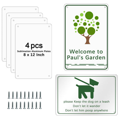 4 pcs sublimation metal sign blanks，8X12 inch sublimation sign blanks Heat Transfer blank metal sign，sublimation yard sign blanks，sublimation photo blanks